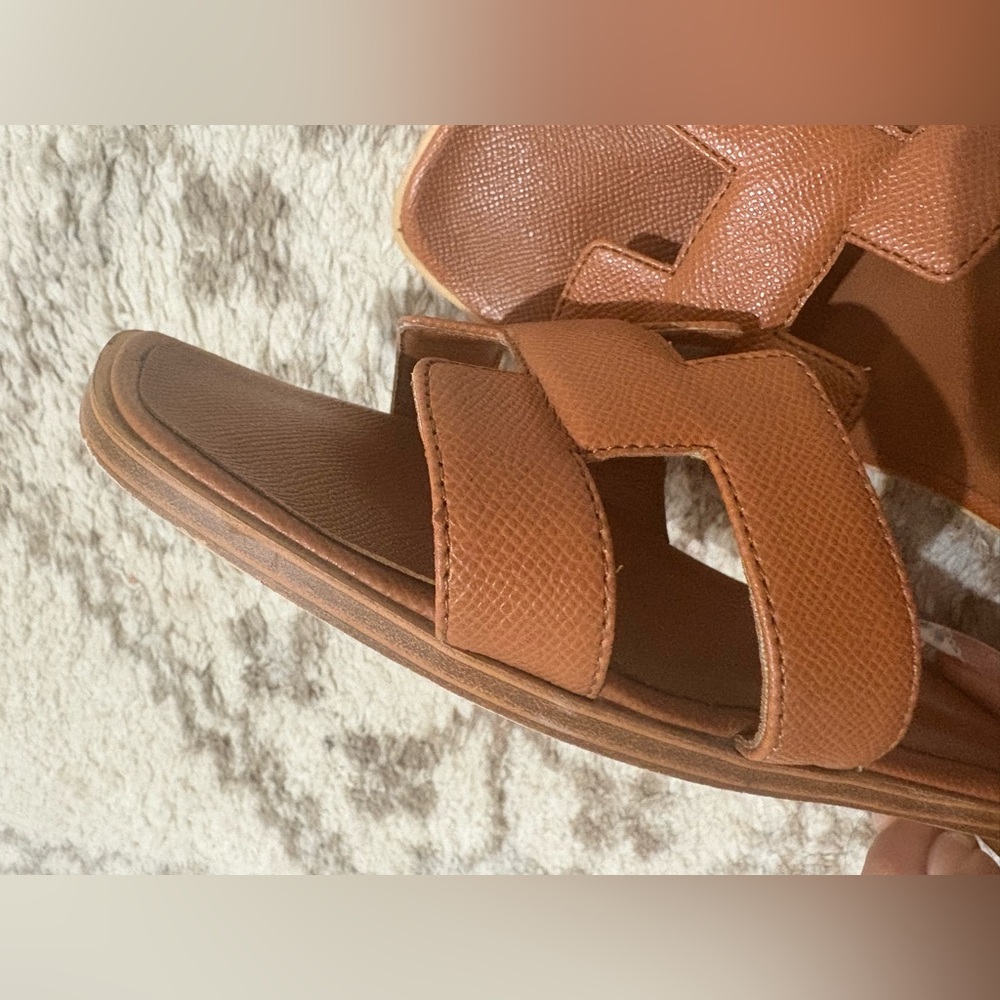 women’s cognac Brown Slide Sandals - Picture 11 of 13